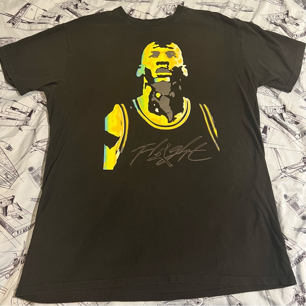 Jordan Black Tee with Yellow and Blue Graphic